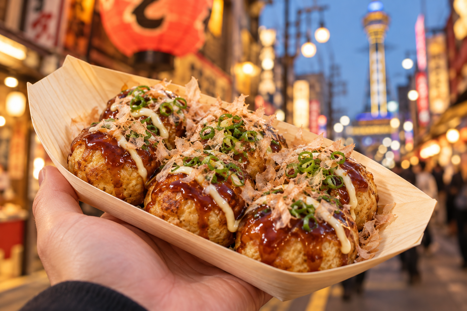 舟皿に盛った定番たこ焼き